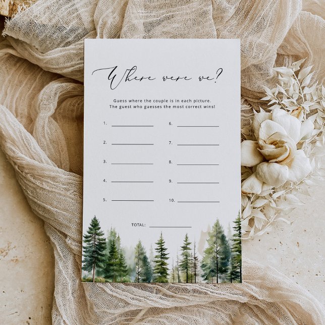 Forest pine trees Where were we bridal shower game (Creator Uploaded)