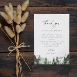 Forest Pines Wedding Reception Table Thank You<br><div class="desc">Elegant watercolor forest pine trees,  Wedding reception thank you table card. Template provides multiple lines for your custom thank you message. Features,  black typography on coordinating green and white backgrounds.</div>