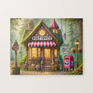 Forest Post Office Woodland Mail Whimsical Cottage Jigsaw Puzzle