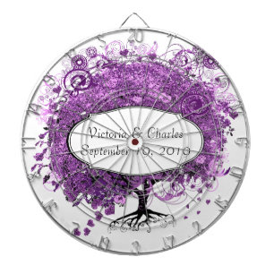 Forest Purple Heart Leaf Tree Wedding Dartboard