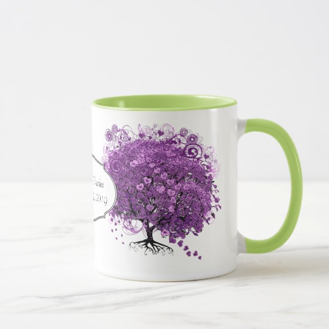 Forest Purple Heart Leaf Tree Wedding Mug (Right)
