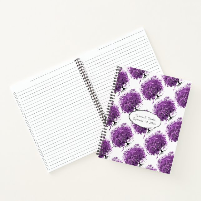 Forest Purple Heart Leaf Tree Wedding Planner Notebook (Inside)