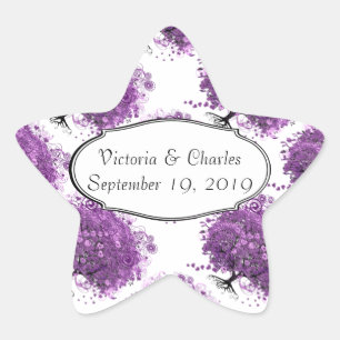 Forest Purple Heart Leaf Tree Wedding Star Sticker