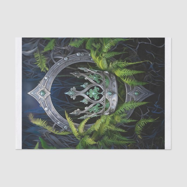 Forest Queen, Silver Crown of Ferns Tissue Paper (Front)