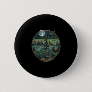Forest retro trees nature wildlife outdoor men 2 inch round button