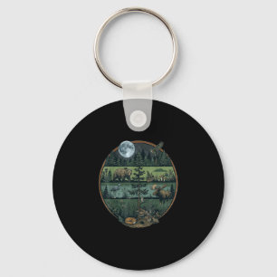 Forest retro trees nature wildlife outdoor men keychain