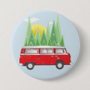 Forest retro Van 3 Inch Round Button