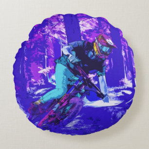 Forest Rider - BMX Racer Round Pillow