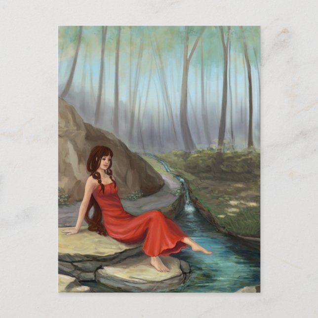 Forest Rivulet - Fantasy Forest Elf Girl Postcard (Front)