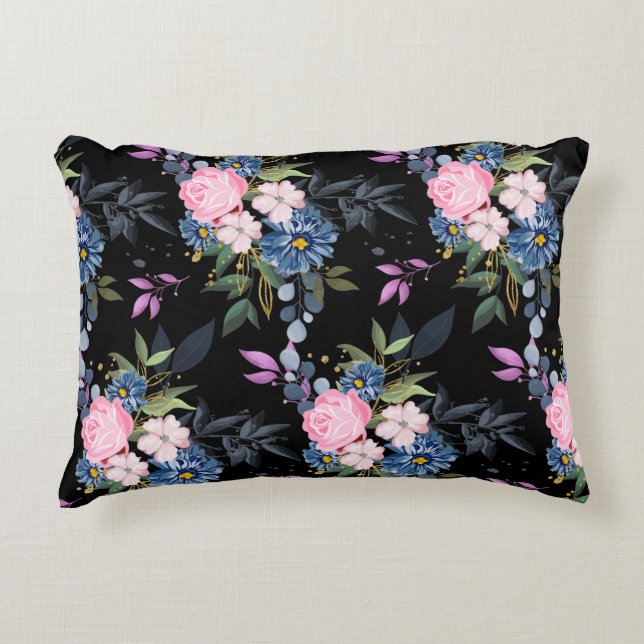 Forest roses Black Accent Pillow (Front)