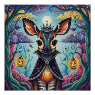 Forest Royalty – Whimsical Halloween Hybrid Poster