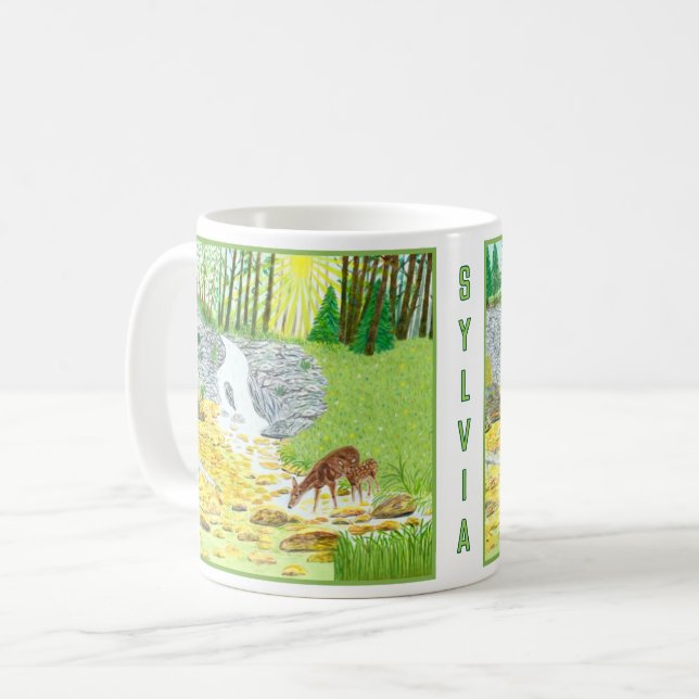 Forest Scene Classic Mug With Text (Front Left)