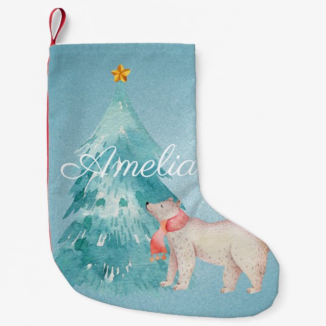Forest Scene Personalized Small Christmas Stocking (Front)