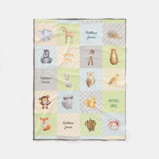 Forest, Sea, and Safari Animal Quilt Fleece Blanke