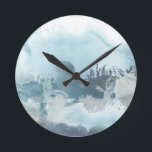 Forest Sea Round Clock<br><div class="desc">Forest Sea II by June Erica Vess. This design evokes relaxing sea-like atmosphere with a variety of shapes and blue tones.</div>