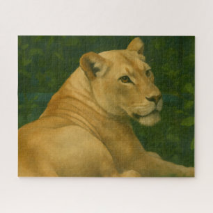 Forest Sentinel – Resting Lioness in Golden Light Jigsaw Puzzle