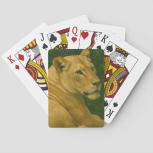 Forest Sentinel – Resting Lioness in Golden Light Playing Cards