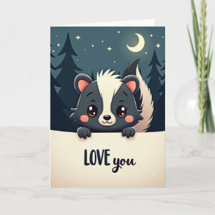 Forest Skunk Love You Moon Card