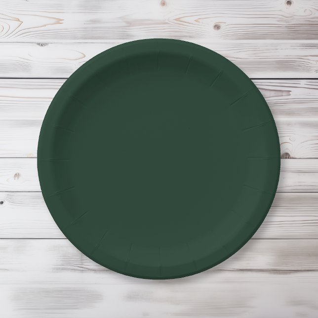 Forest solid plain dark green paper plate (Creator Uploaded)
