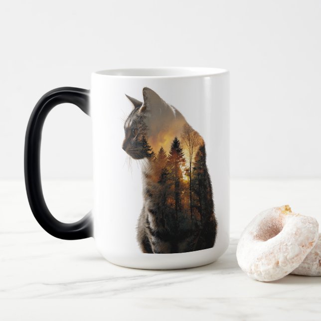 Forest Soul – Double Exposure Cat Magic Mug (With Donut)