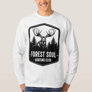 Forest Soul Hunting Club Moose Illustration Vintag T-Shirt