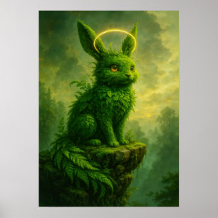 Forest Spirit Bunny with Golden Halo Fantasy  Poster