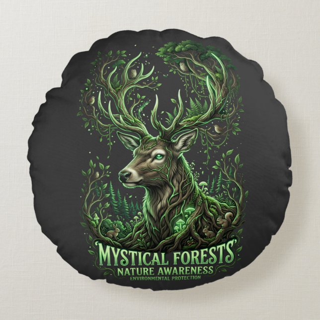 Forest Spirit Round Pillow (Front)
