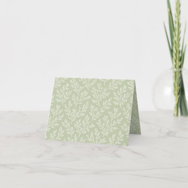 Forest Sprigs Neutral - Soft Olive Thank You Card (Front)