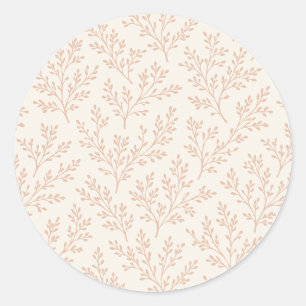 Forest Sprigs Warm Apricot - Neutral Classic Round Sticker