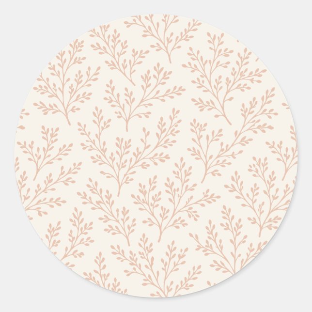Forest Sprigs Warm Apricot - Neutral Classic Round Sticker (Front)