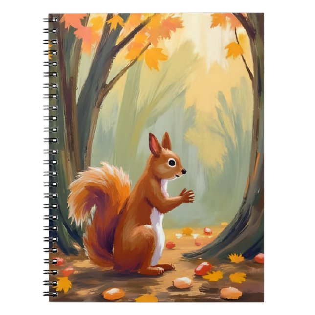 Forest Squirrel | Autumn Animal Watercolor Fall Notebook (Front)
