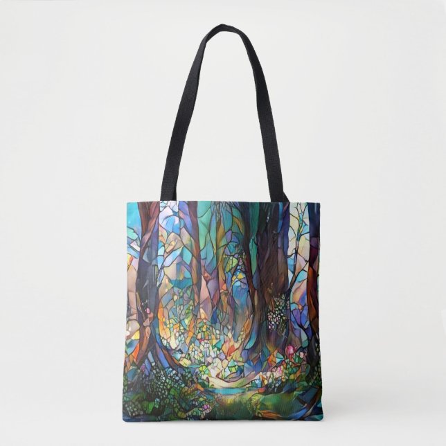 Forest Stained Glass Style Tote Bag (Front)