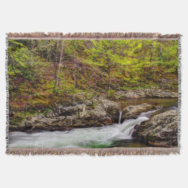 Forest Stream In Great Smoky Mountains Throw Blanket (Front)