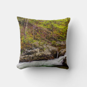 Forest Stream In Great Smoky Mountains Throw Pillow