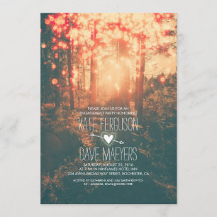 Forest String Lights Rustic Engagement Party Invitation