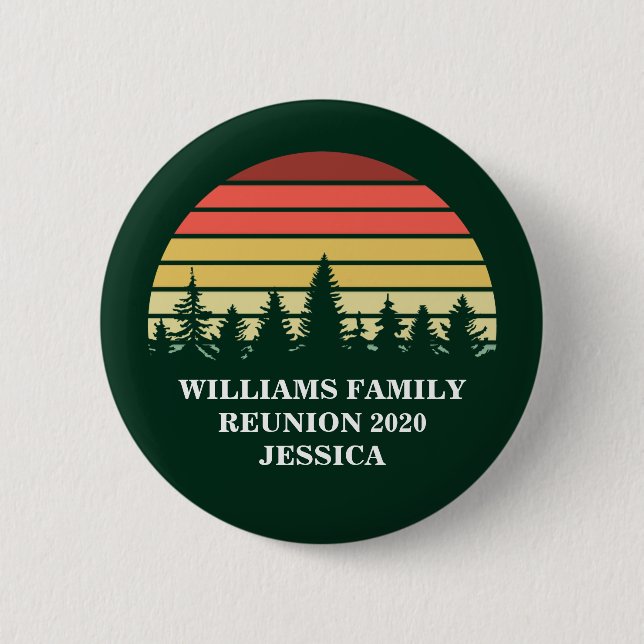 Forest Sunset Camping Trip Custom Family Reunion 2 Inch Round Button (Front)