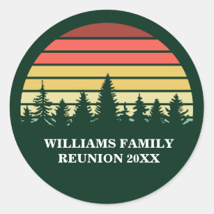 Forest Sunset Camping Trip Custom Family Reunion Classic Round Sticker