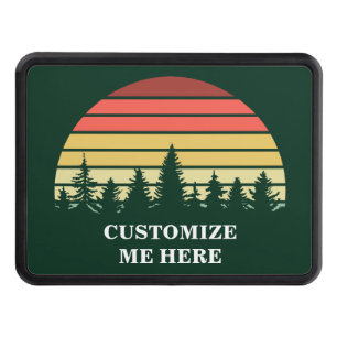 Forest Sunset Green Customizable Camping Trailer Hitch Cover