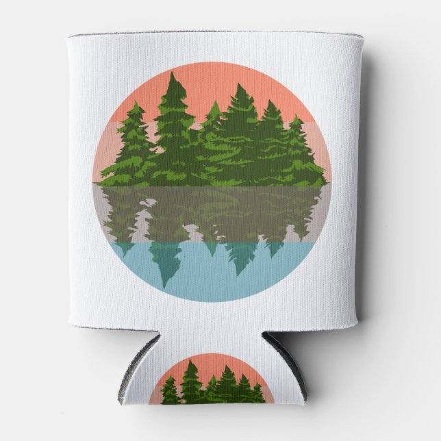Forest Sunset Nature Pine Trees Can Cooler (Front)
