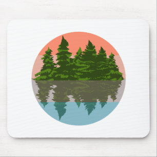 Forest Sunset Nature Pine Trees Mouse Pad