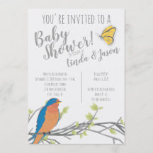Forest Theme Baby Shower with Bluebird & Foliage