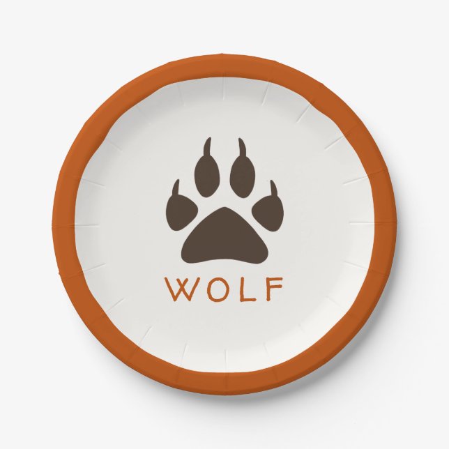 Forest Theme Birthday Party Paper Plates - Wolf (Front)