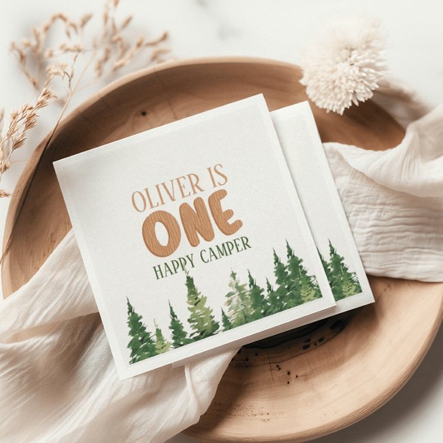 Forest-Themed First Birthday Party Napkins (Creator Uploaded)