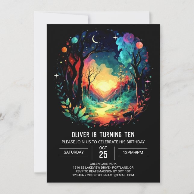 Forest Timberland Grove Birthday Invitation (Front)