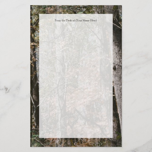 Forest Tree Camo Camouflage Nature Hunting/Fishing Stationery (Front)