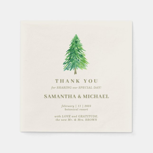 Forest TREE Flower Modern Wedding Napkin (Front)