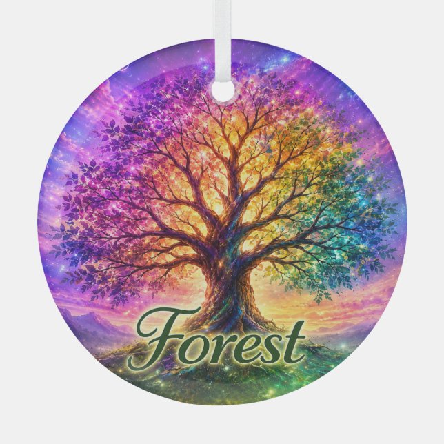 Forest Tree of Life Glass Ornament (Front)