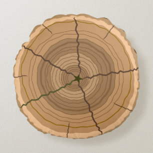 Forest tree trunk stump round pillow