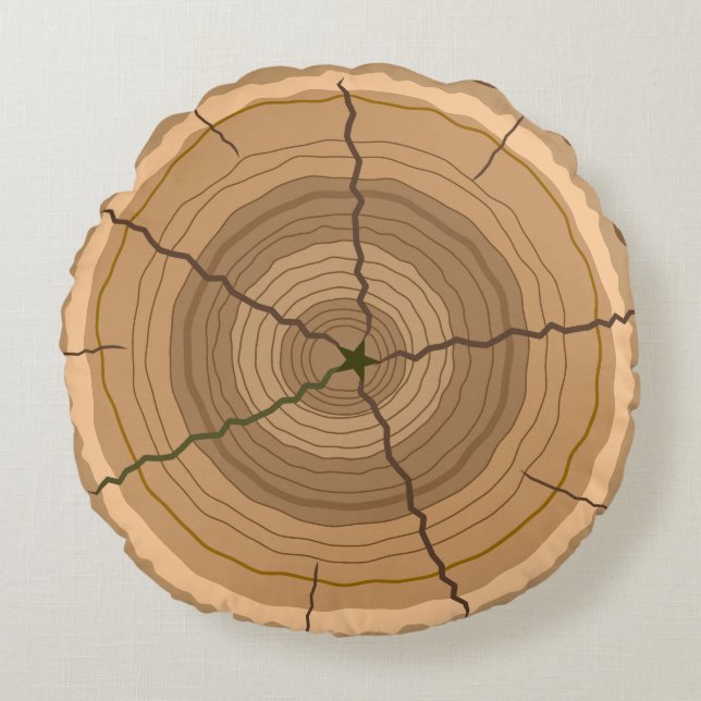 Forest tree trunk stump round pillow (Front)