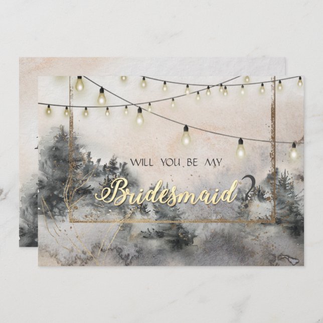 Forest Tree Woodland String Lights Invitation (Front/Back)
